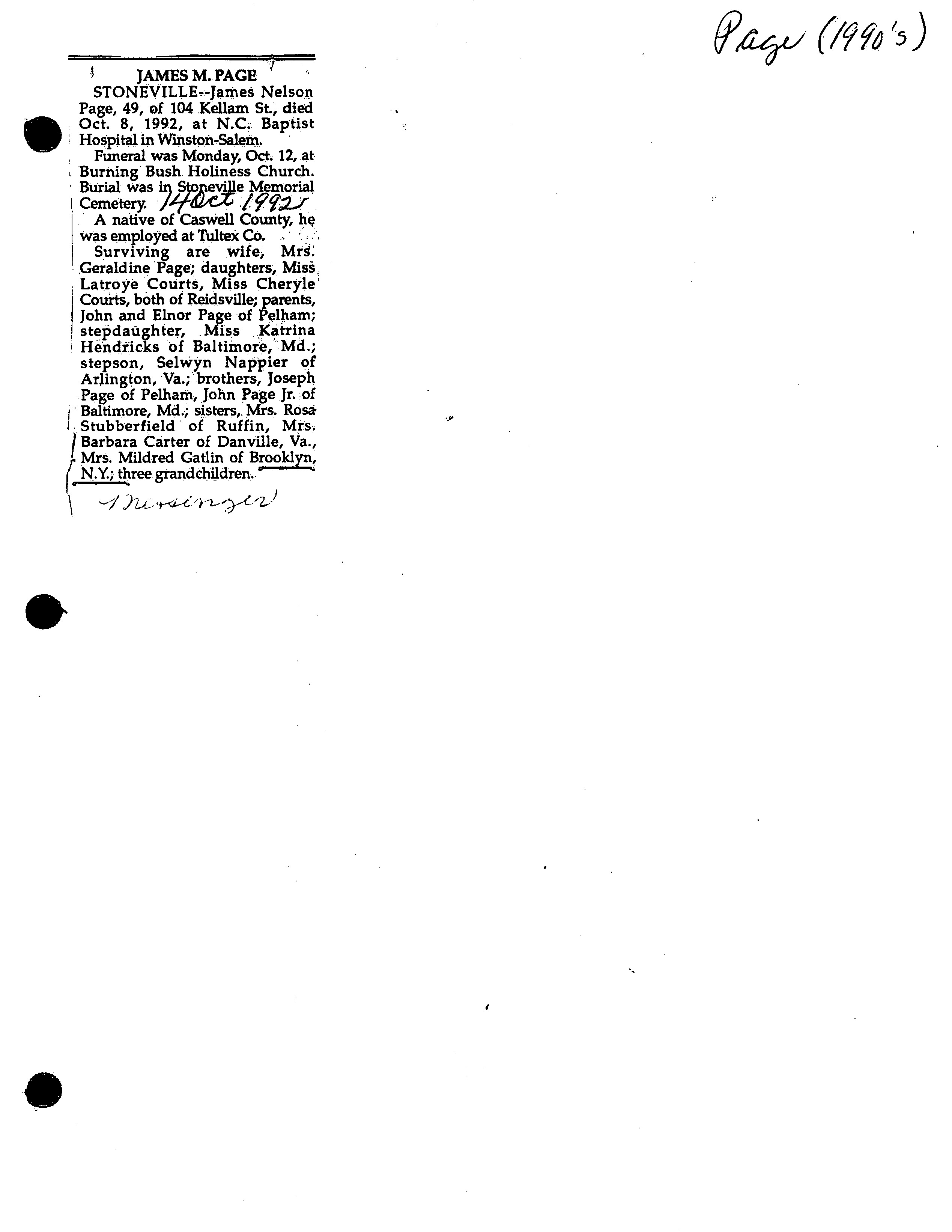 Madison Messenger Obituary Clippings, Vol. 4 [P T]