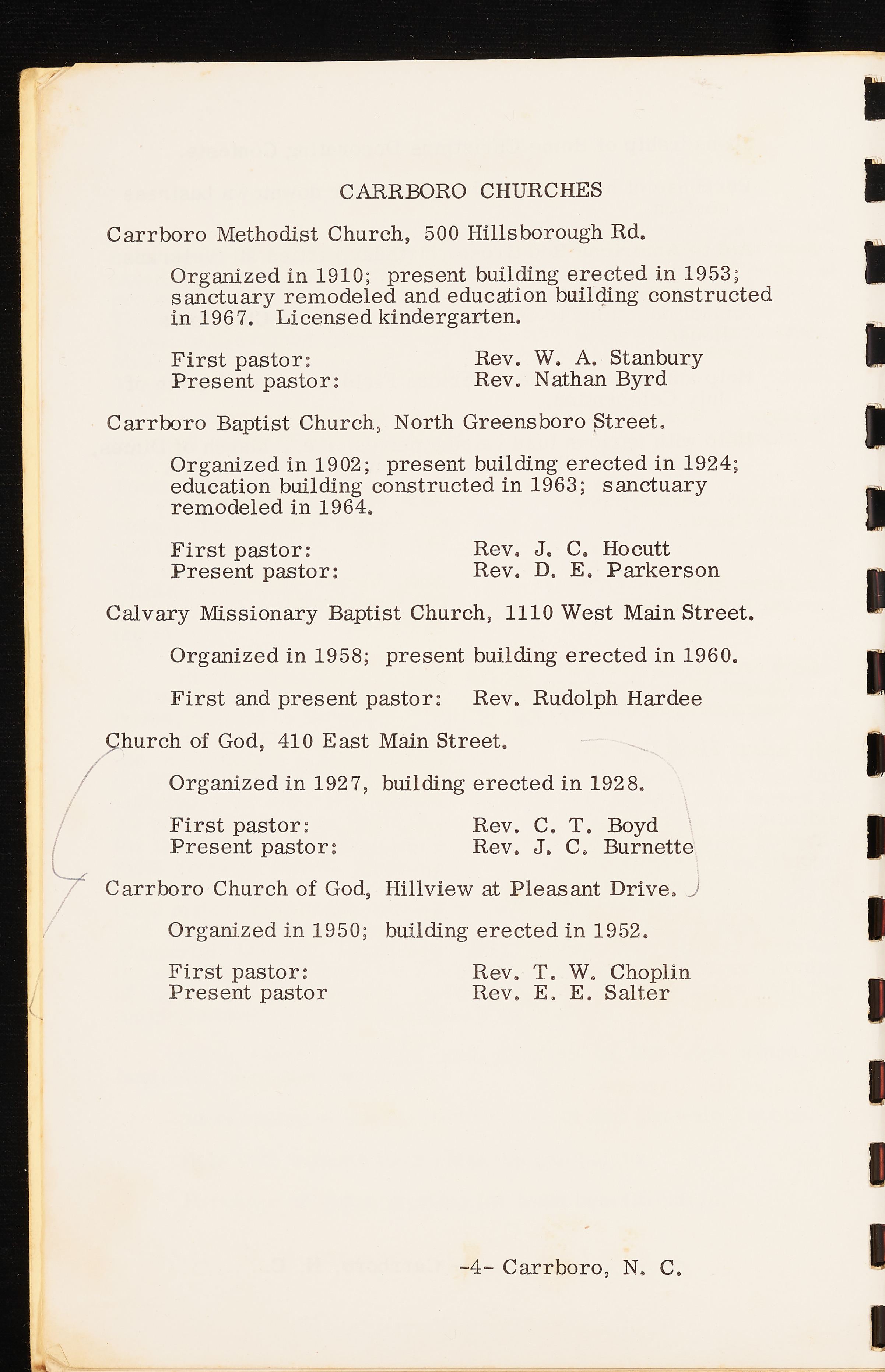 Civic Directory of Carrboro [1969]