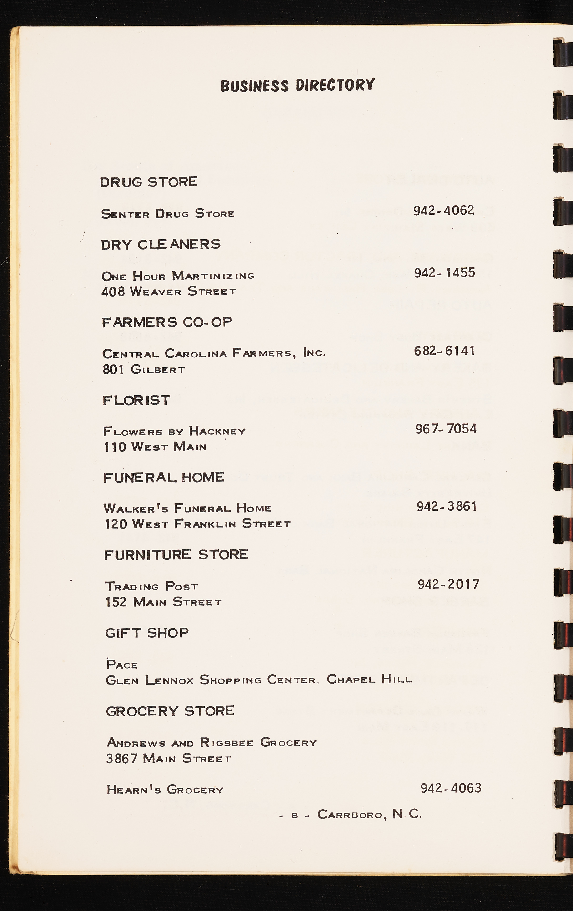 Civic Directory of Carrboro [1969]