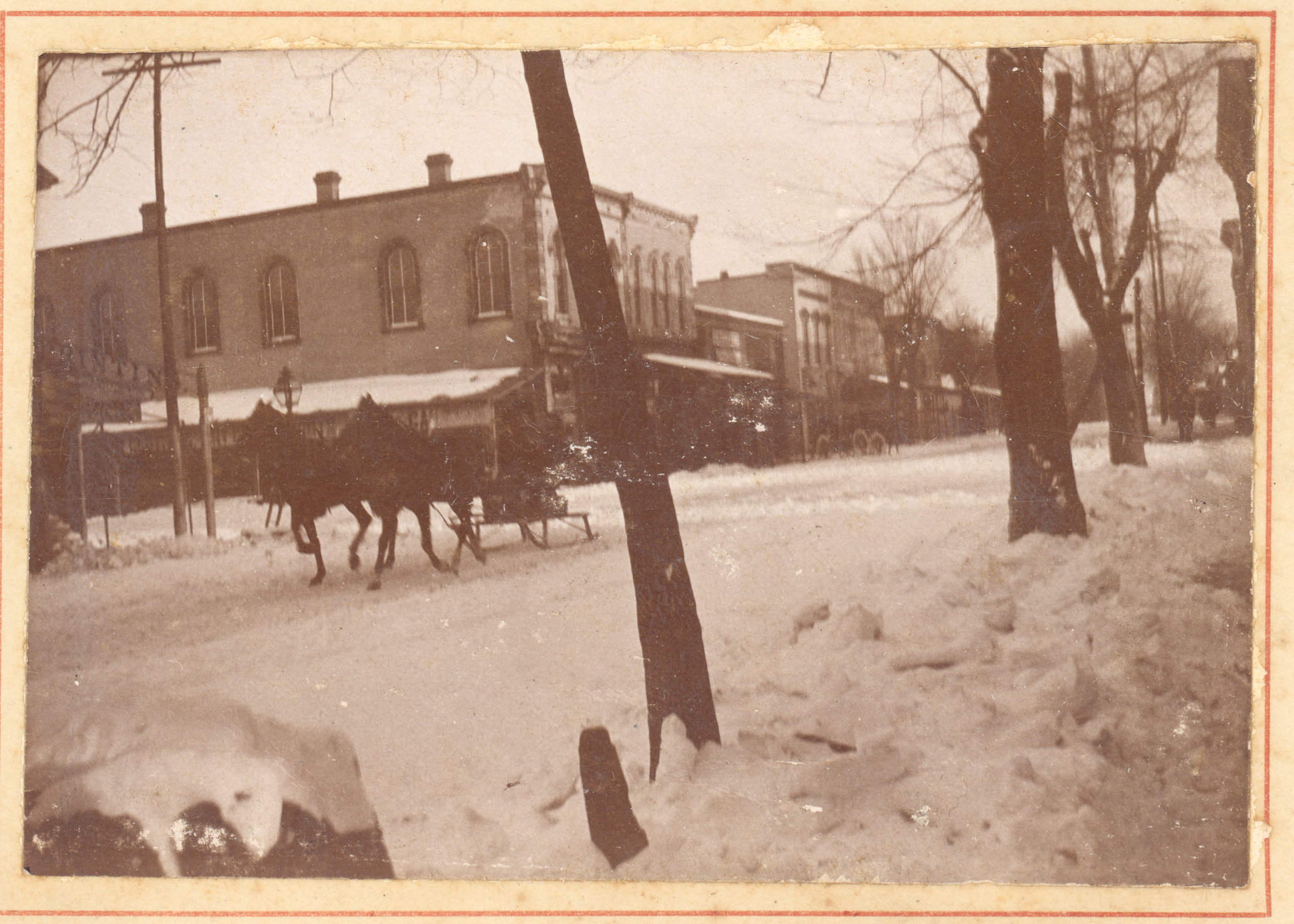 Downtown Tarboro in The Snow with Carriage