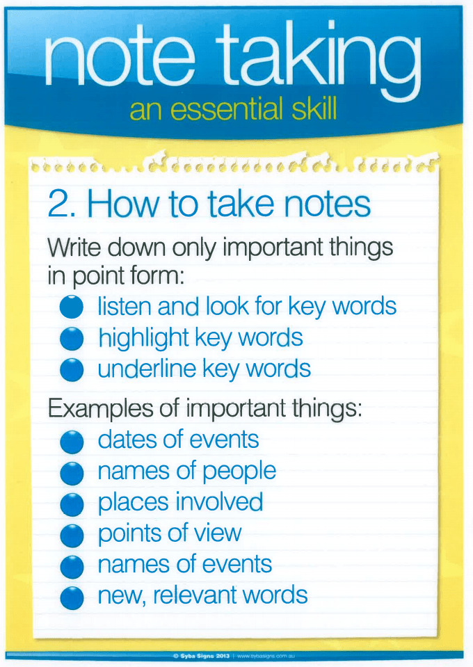 Note taking Study Skills LibGuides at Canterbury Girls' Secondary