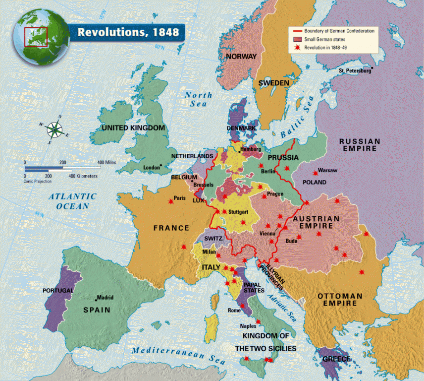Map Of Europe In 1848 Maps of revolutions