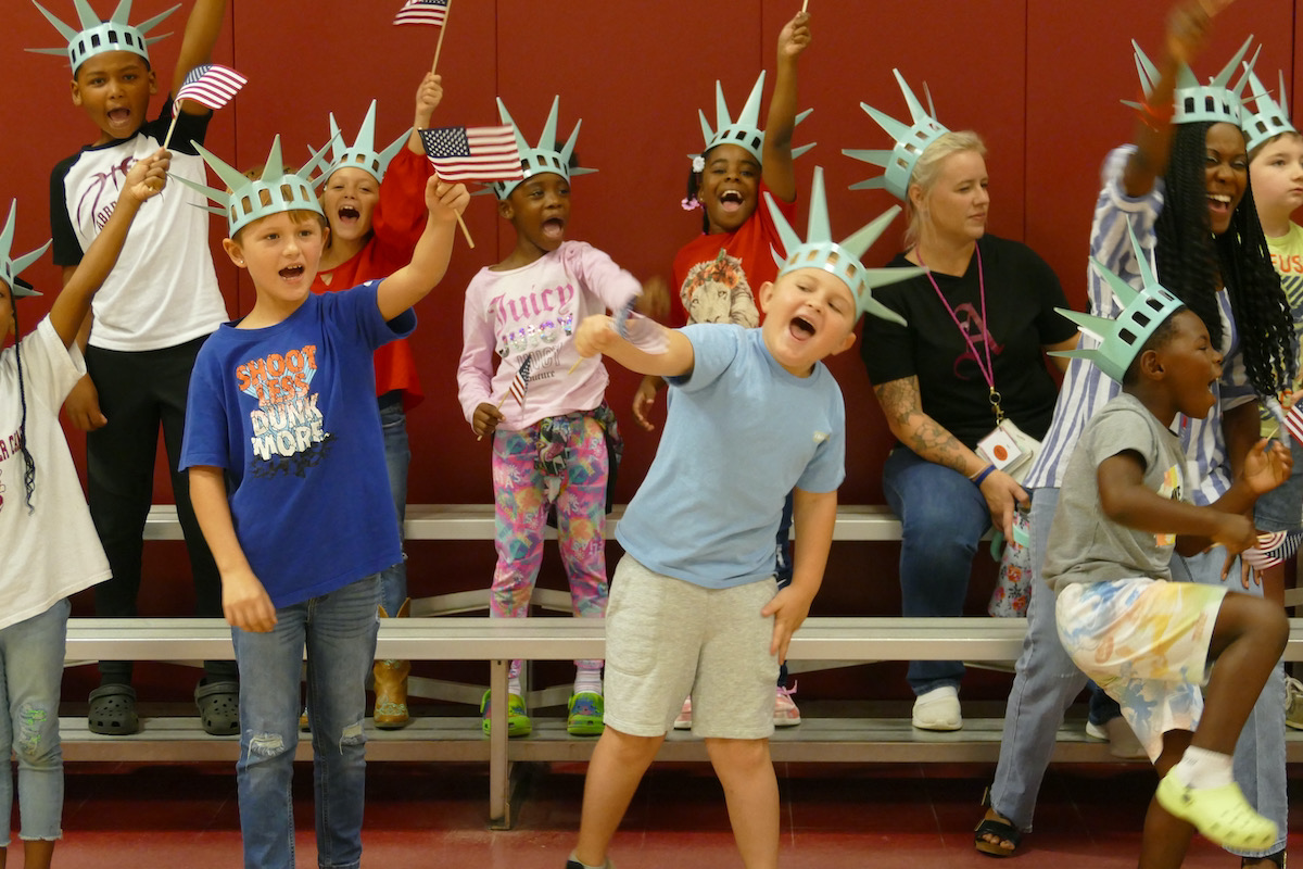 Abbeville Elementary 2nd & 3rd graders Meet Libby Liberty™ at their
