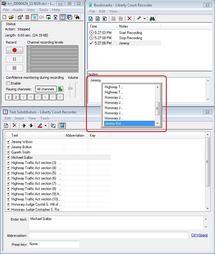 Text Substitution \ Text Insertion facility in the Liberty Court