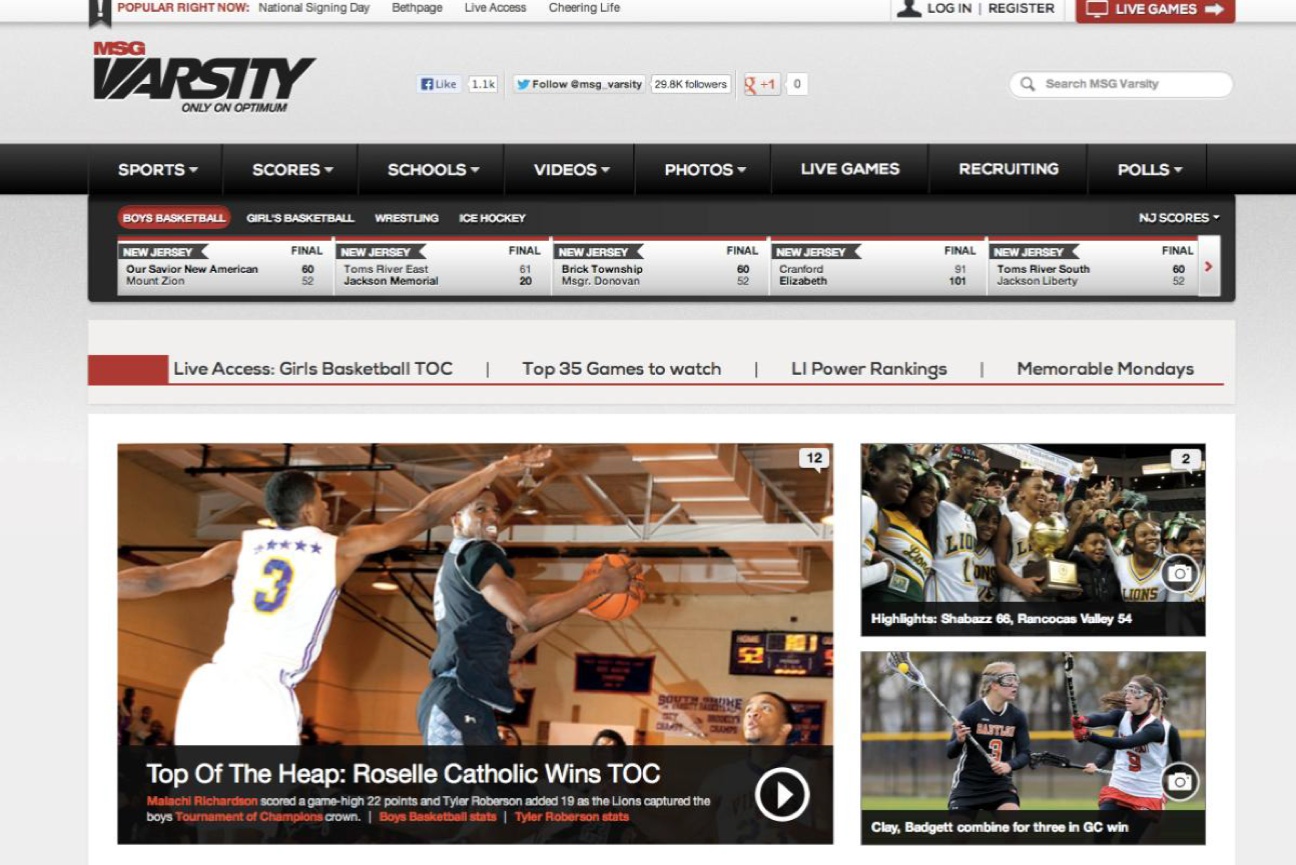 Cablevision moves MSG Varsity to on demand Long Island Business News