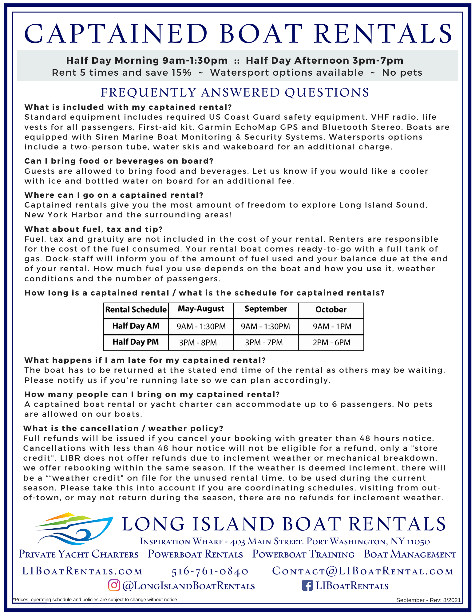 September Long Island Boat Rentals