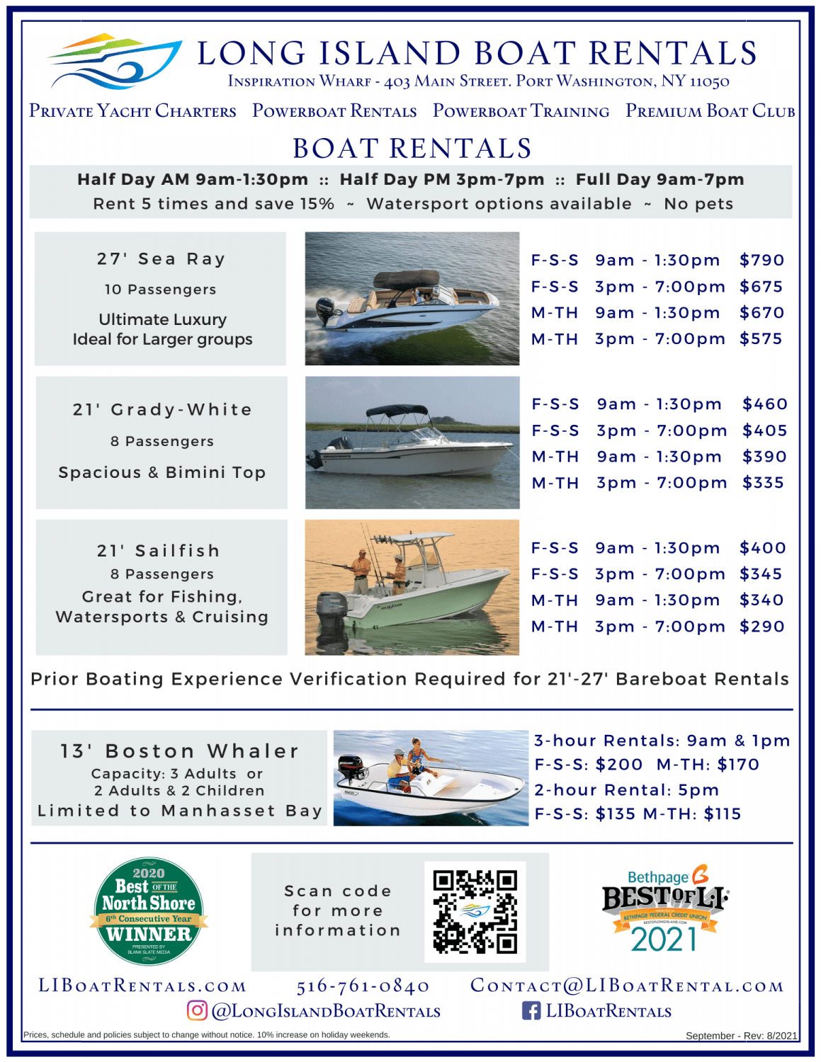 September Long Island Boat Rentals