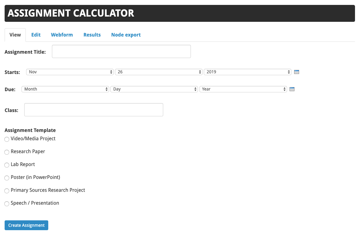 Project Highlight Assignment Calculator OU Libraries