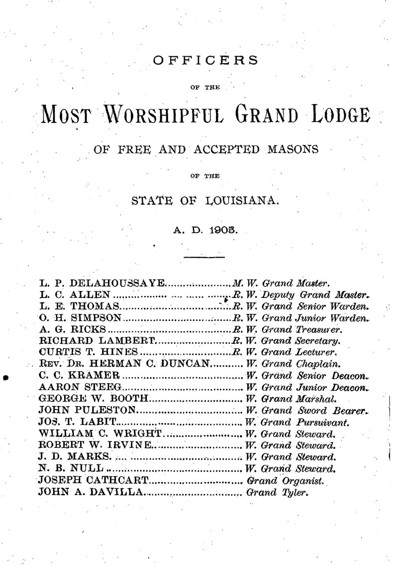 Masonic Governors of Louisiana