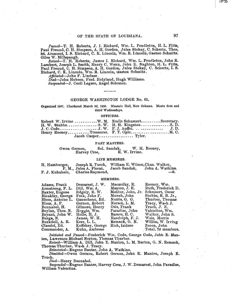 Masonic Governors of Louisiana