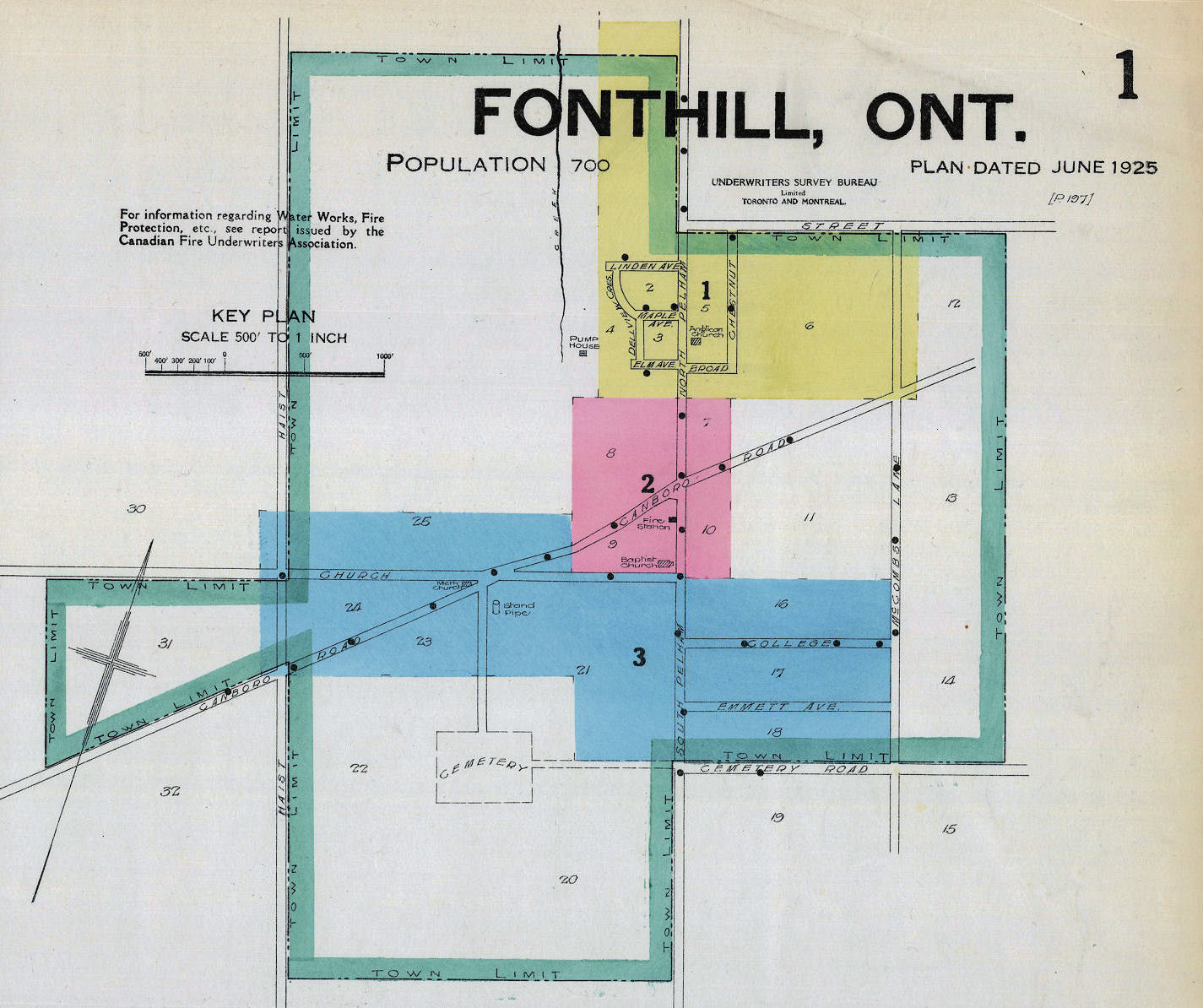 Index to Fire Insurance Plan of Fonthill (1925) McMaster University