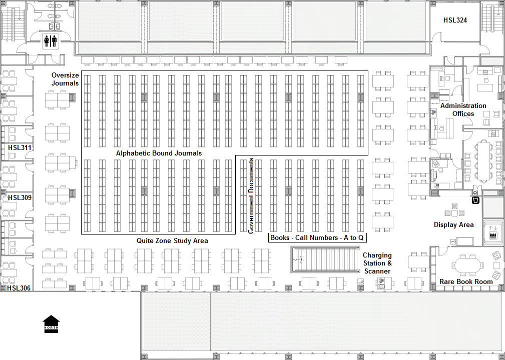 Floor Maps of Health Sciences Library // J. Otto Lottes