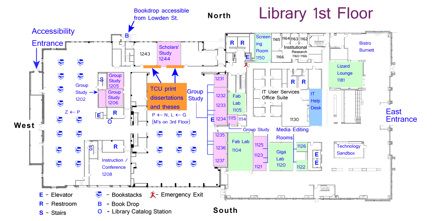 Building maps, locations and directions TCU Mary Couts Library