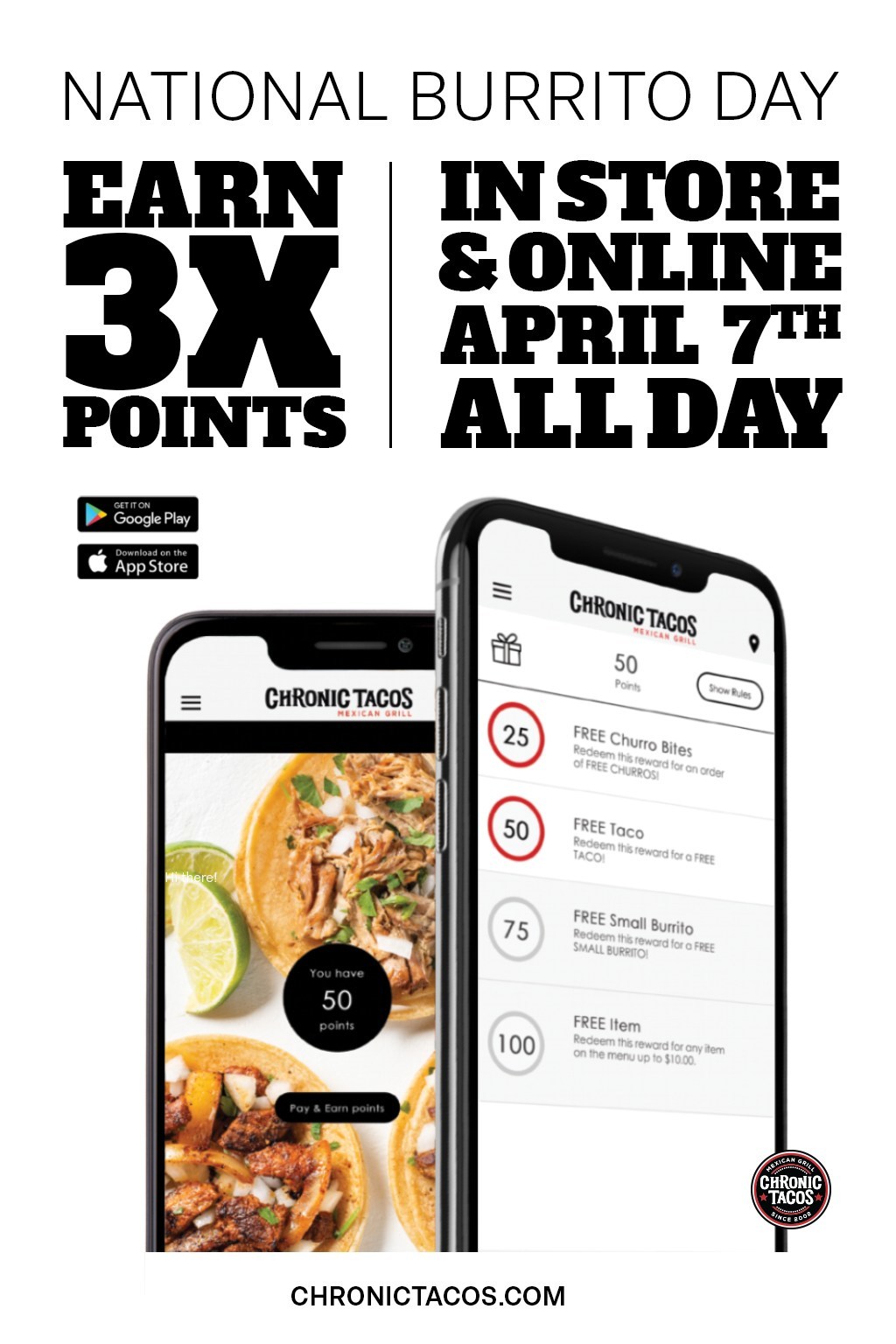 Earn 3 Times More Points on National Burrito Day Through the Chronic