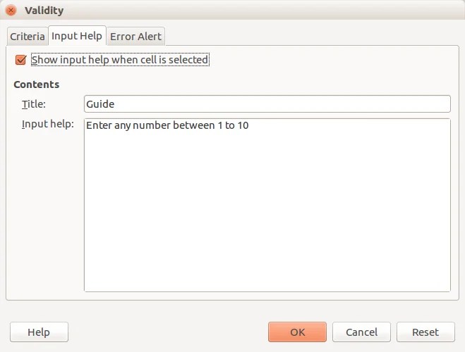 How to Add Numeric Data Validation in Calc Spreadsheet