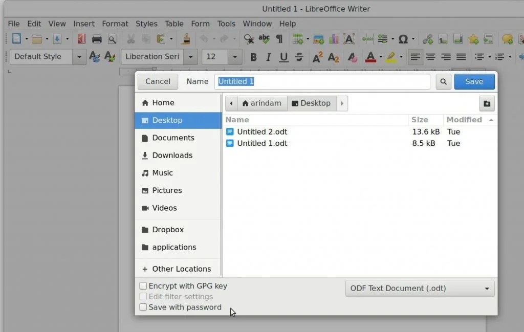 Protect LibreOffice Document with Password