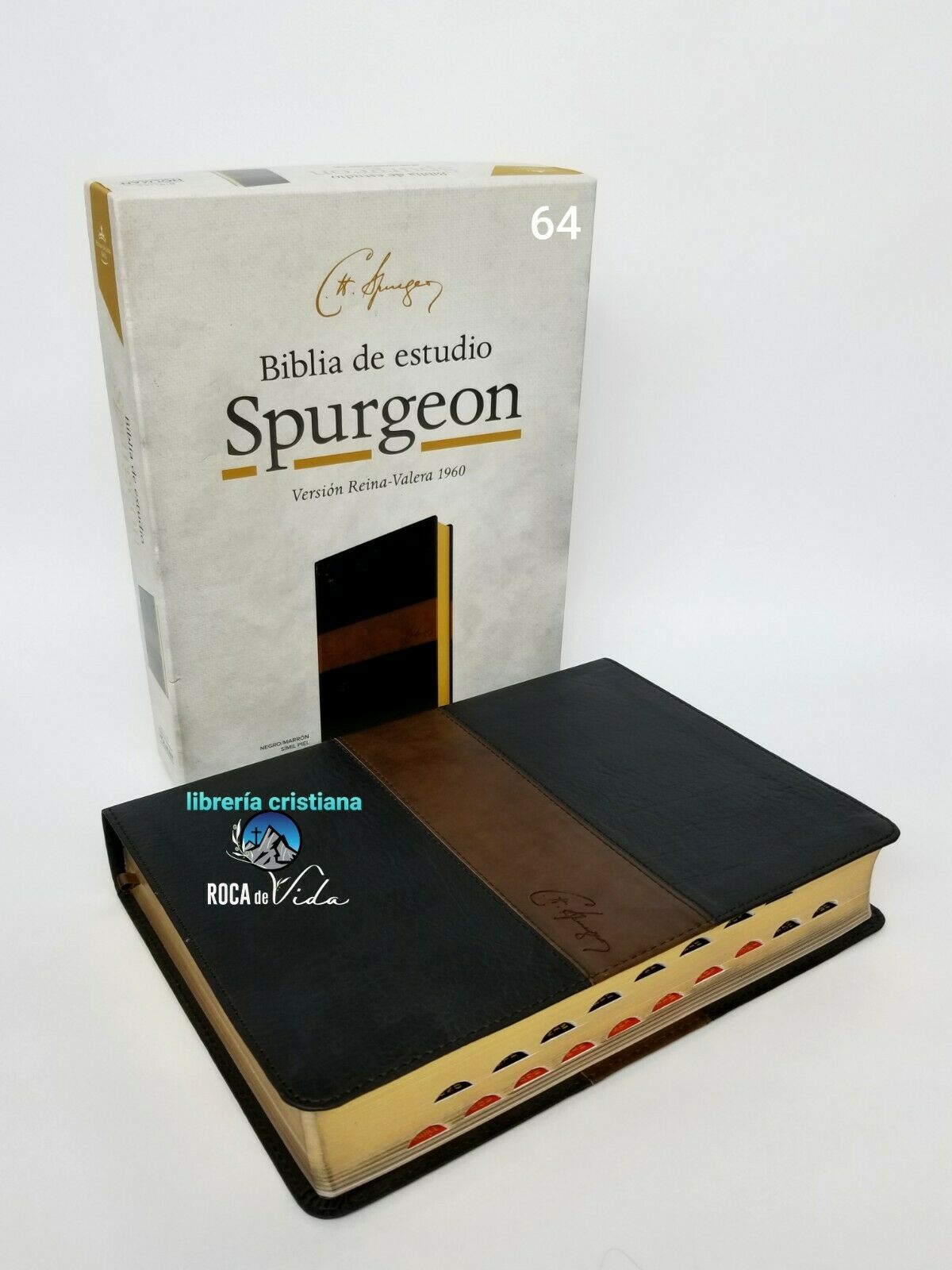 BIBLIA DE ESTUDIO SPURGEON REINA VALERA 1960 DOS TONOS NEGRO/MARRÓN CON