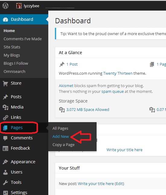 How to set up a WordPress blog 2 adding pages to make it into a