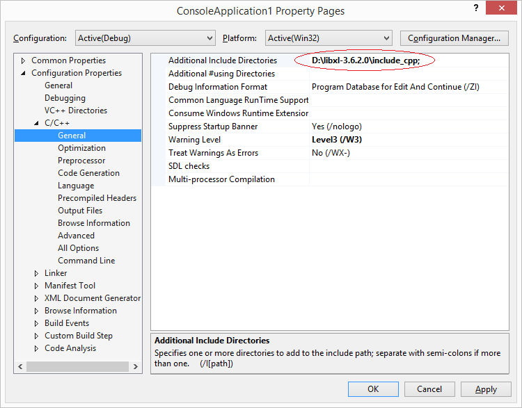 Setup LibXL in Visual Studio for C/C++ languages
