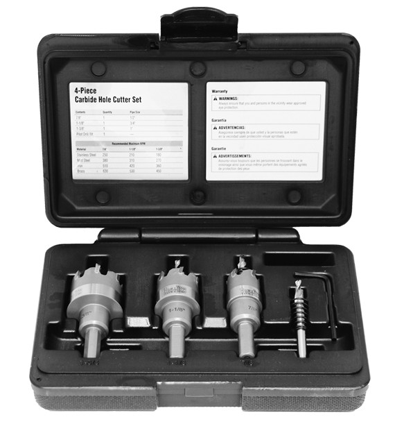 Carbide Tipped Steel Hole Cutter Kits 92KIT4, 92KIT8