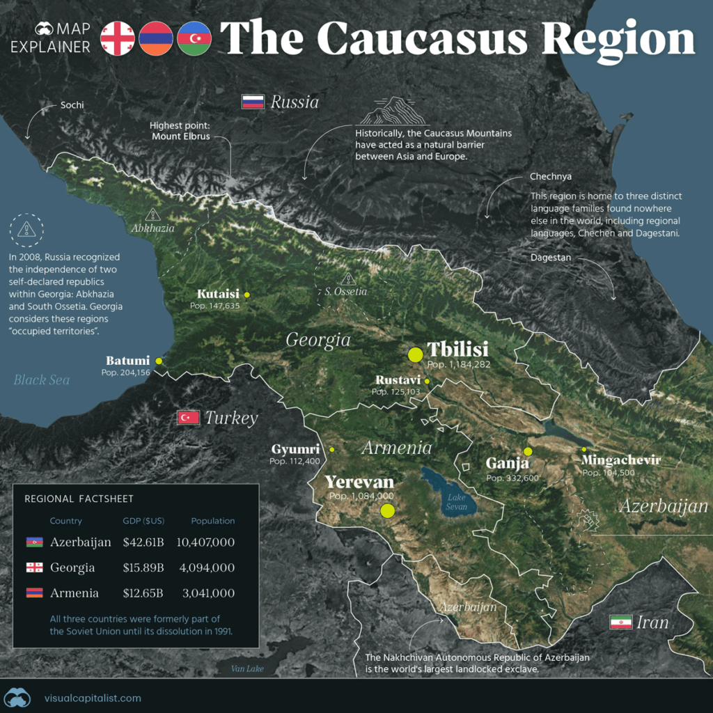 Map Explainer The Caucasus Region Visual Capitalist Licensing