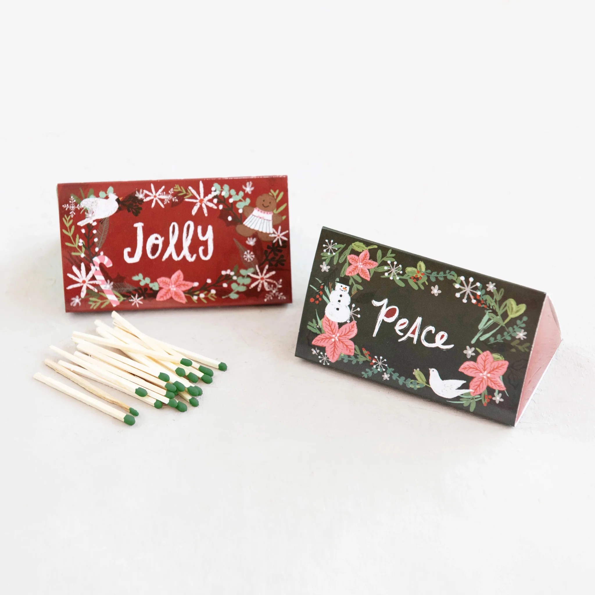 Holiday Safety Matches in Matchbox, 2 Styles Lichen or Knot Plant