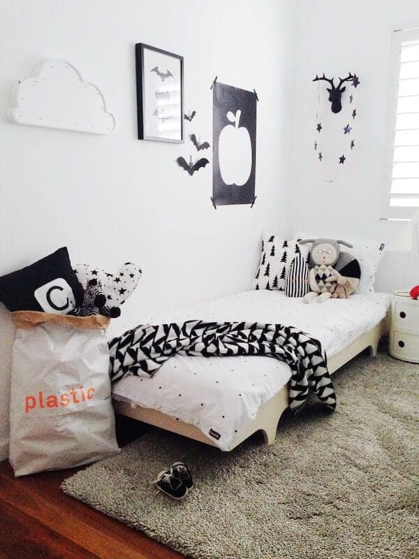 monochrome kids bedroom