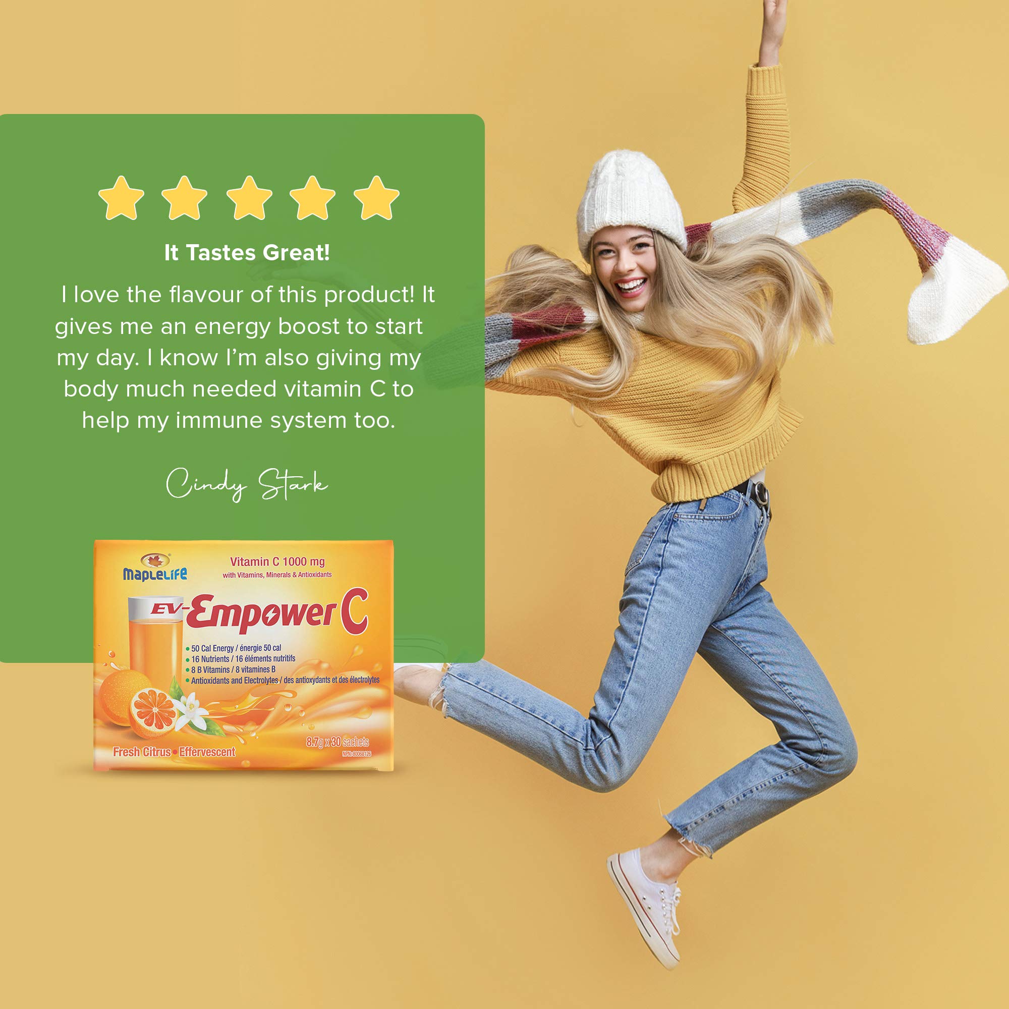 Empower C 1000mg Vitamin C Powder, Drink Mix Packets, with 8 B Vitamins