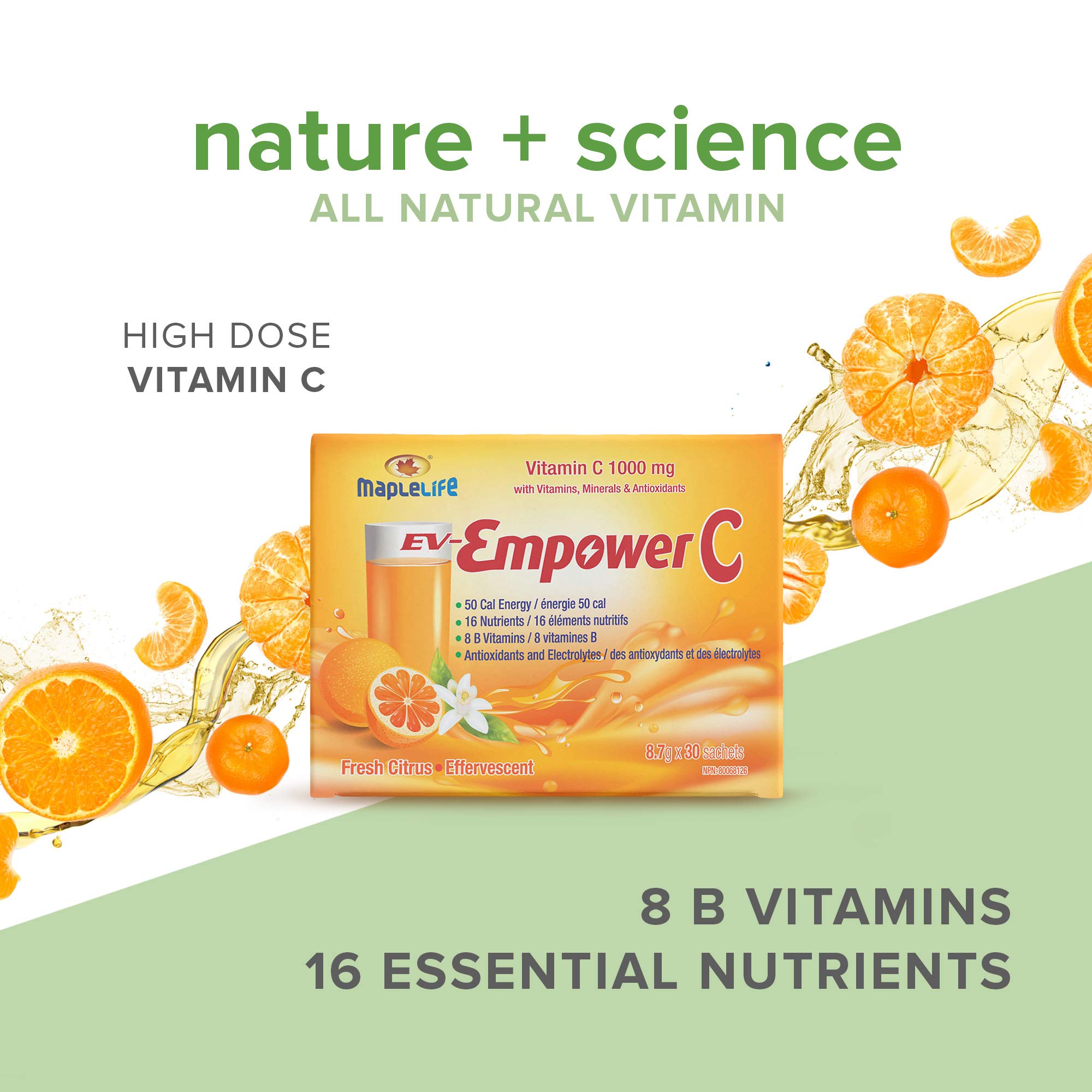 Empower C 1000mg Vitamin C Powder, Drink Mix Packets, with 8 B Vitamins
