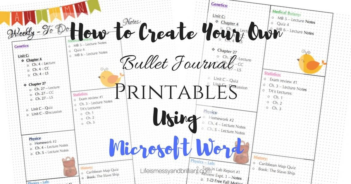 How to Create Your Own Bullet Journal Printables Using Microsoft Word
