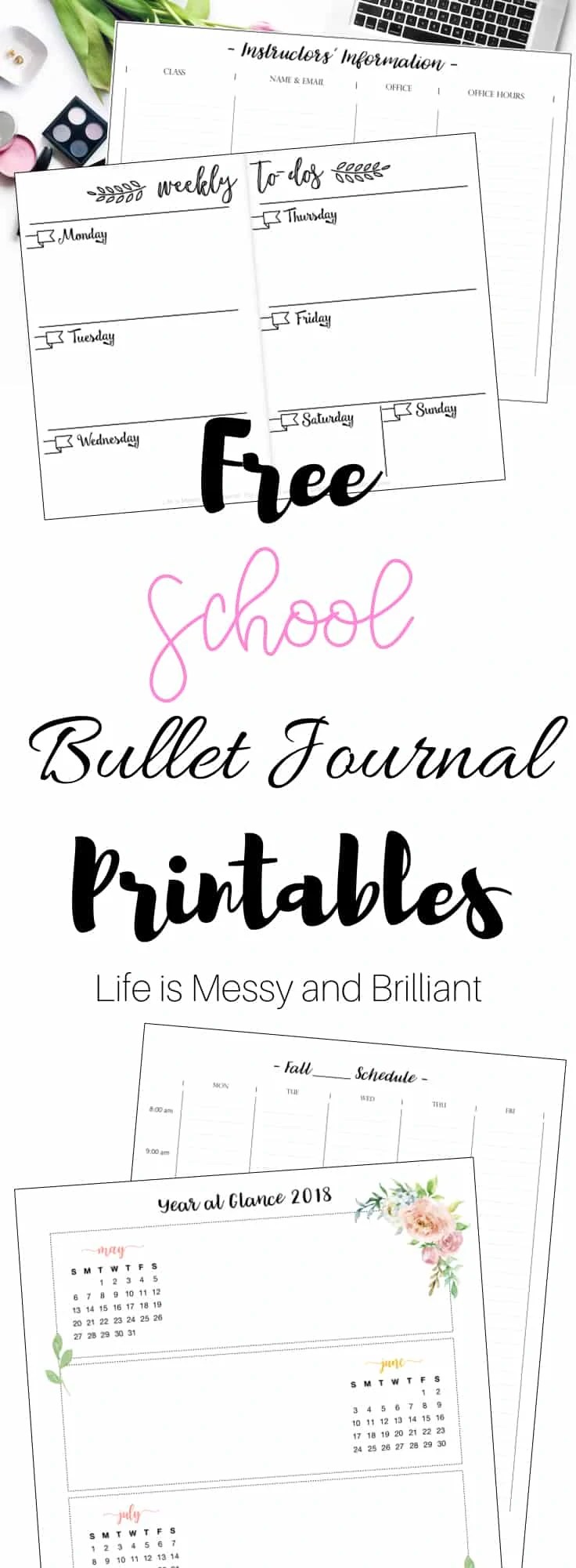 FREE School Bullet Journal Printables