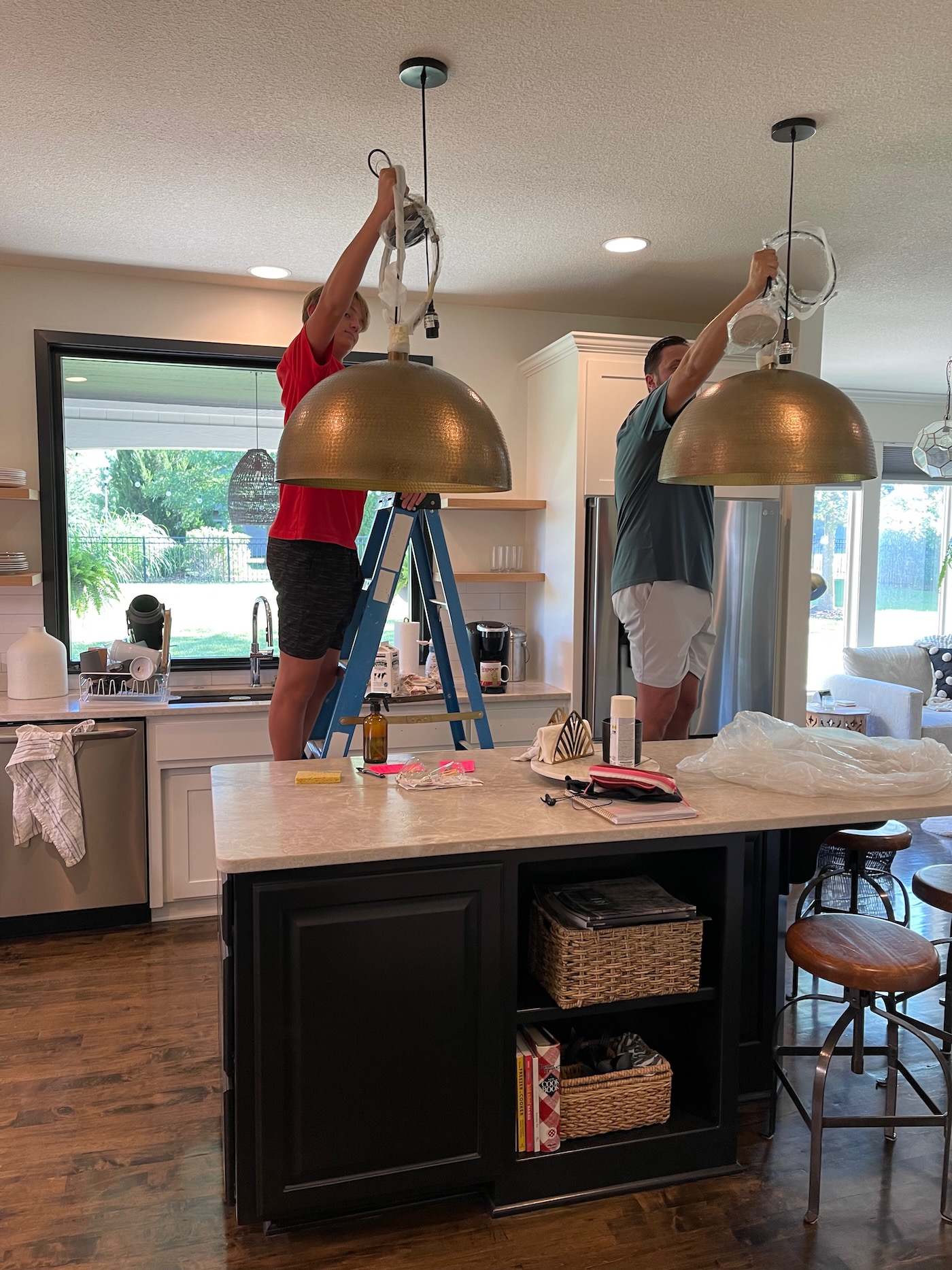 How to Use Oversized Brass Pendant Lights Over the Kitchen Island Life Love Larson