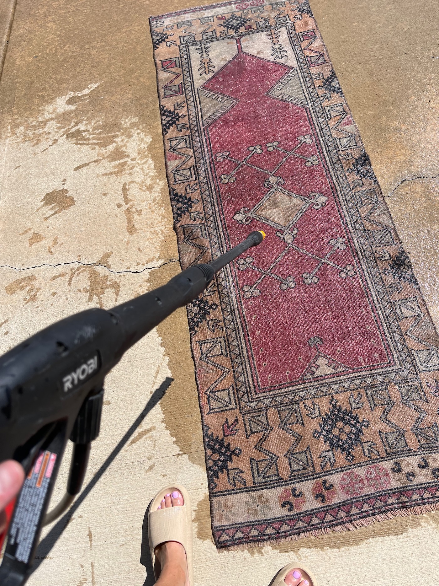 How to Clean A Vintage Rug Using a Pressure Washer Life Love Larson