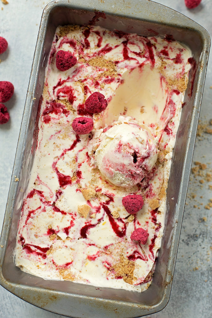 Raspberry Cheesecake Ice Cream | lifemadesimplebakes.com