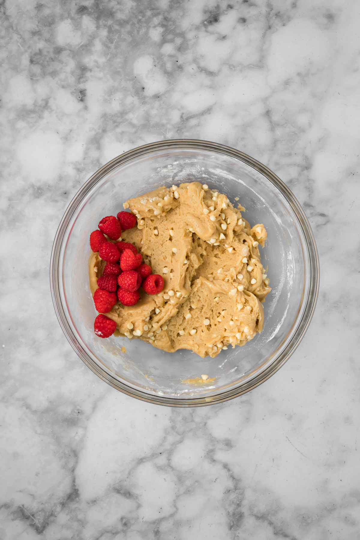 Fresh raspberries added to the cookie dough.