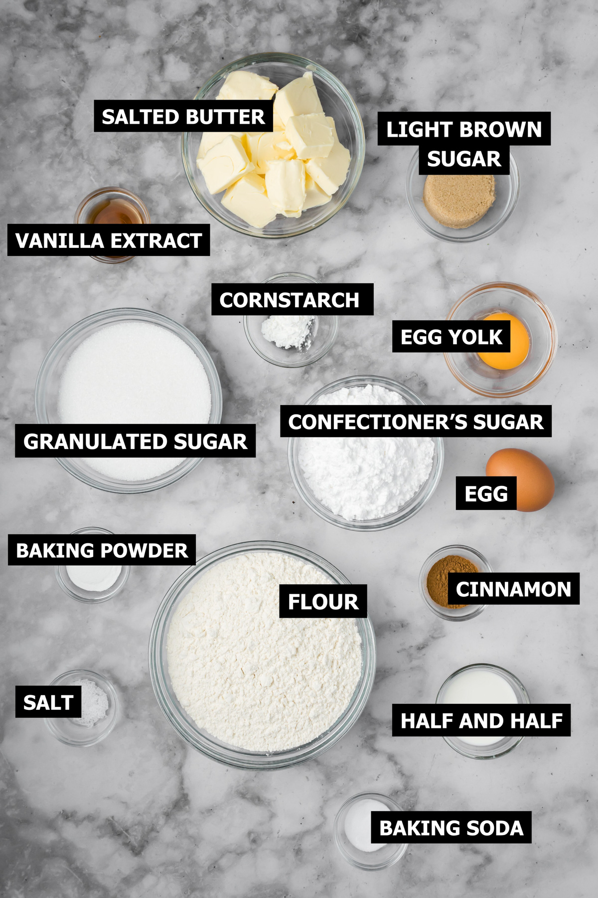 Ingredients for coffee cake cookies.