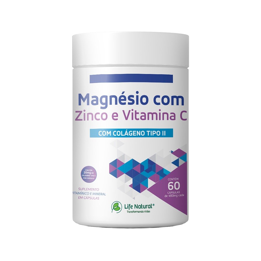 MAGNÉSIO, ZINCO E VITAMINA C/ COM COLÁGENO II Suplementos Life By