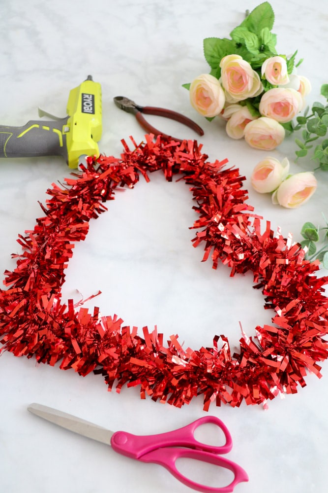 HOW TO MAKE A HEART SHAPED WREATH USING DOLLAR TREE