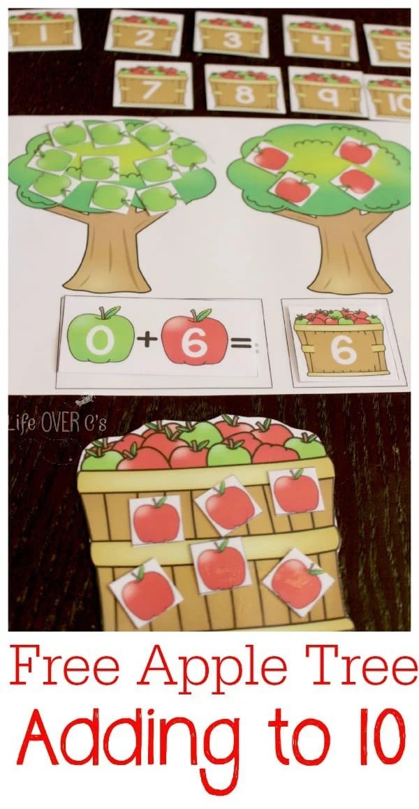 Free Printable Adding to 10 Apple Tree