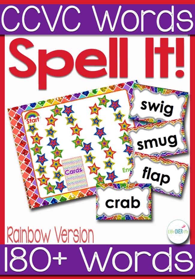 Initial Blends Board Game Rainbow Themed CCVC/CCCVC Life Over C's