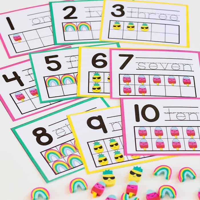 Spring Mini Eraser Math Activities for Preschool