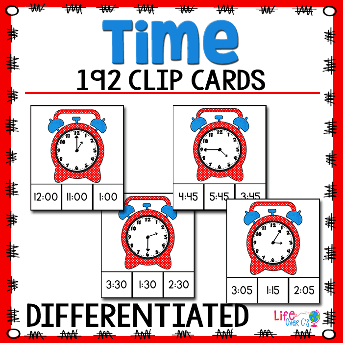 192 Printable Time Clip Cards Life Over C's