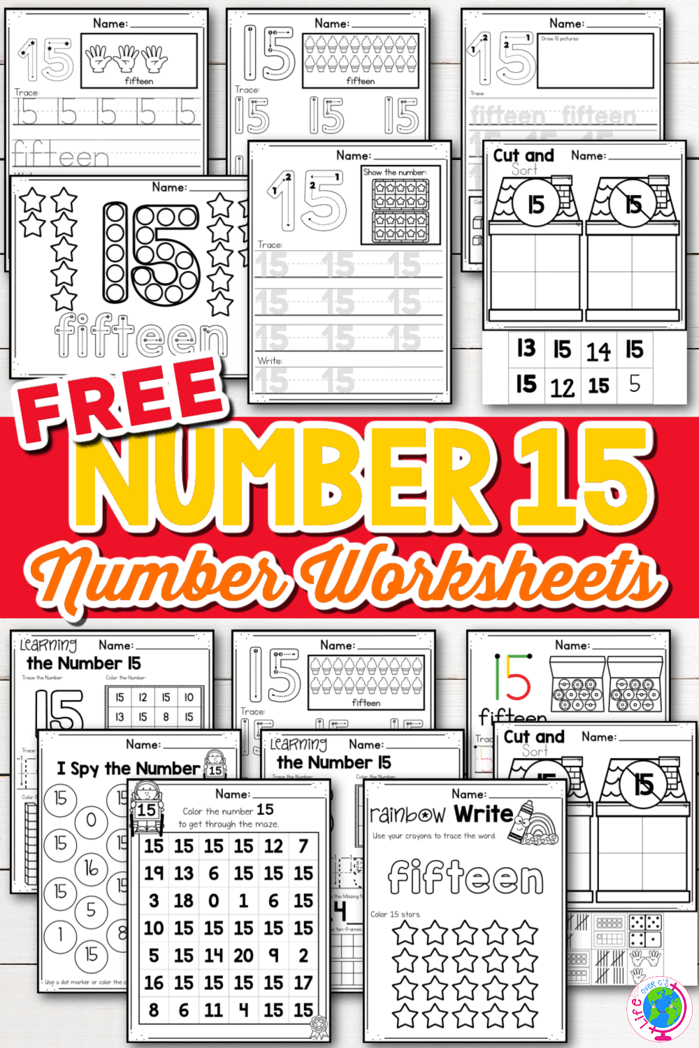 Free Printable Number 15 Worksheets