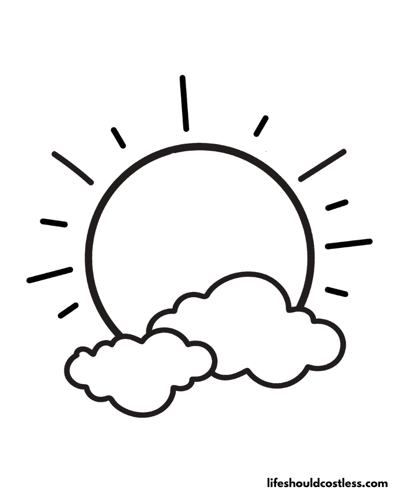 Sun And Clouds Coloring Page