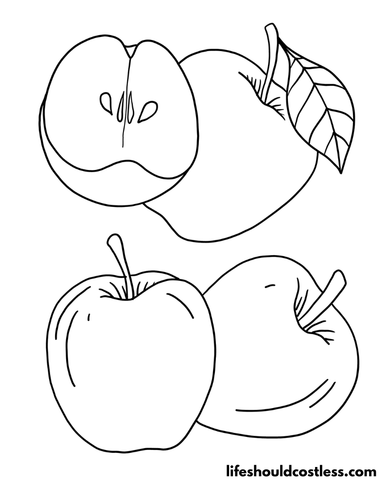 Apple Coloring Pages (free PDF prints) Life Should Cost Less