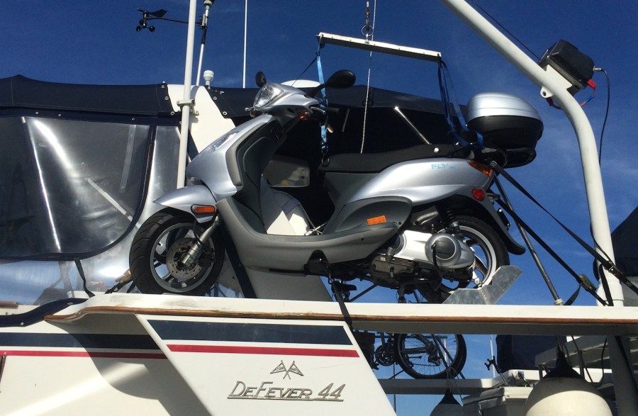Scooter on boat