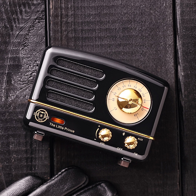 Retro Mini Metal FM Radio Bluetooth Speaker Black
