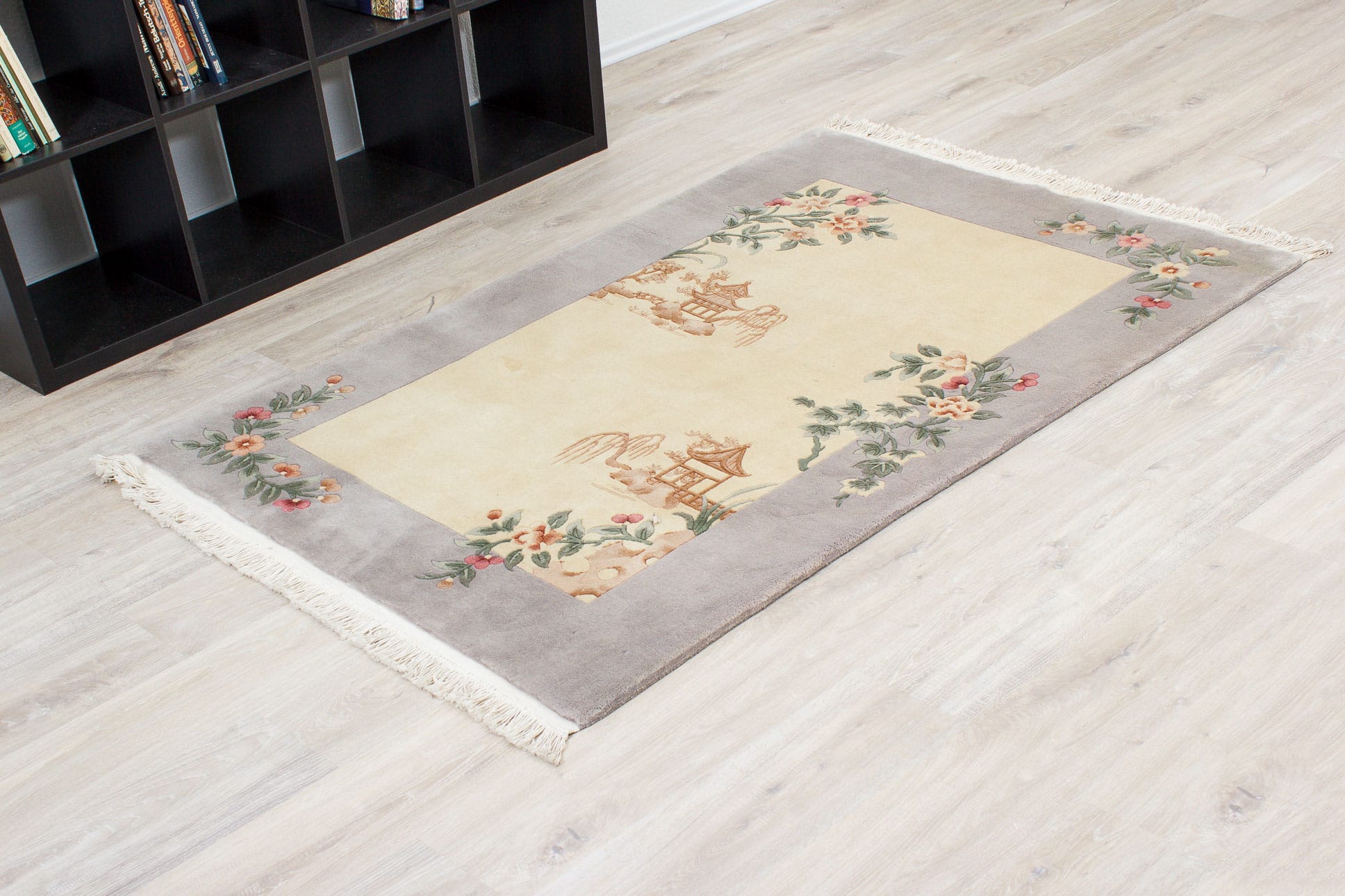 Teppich Peking ca. 120x180 cm Beige Grau Schurwolle handgeknüpft
