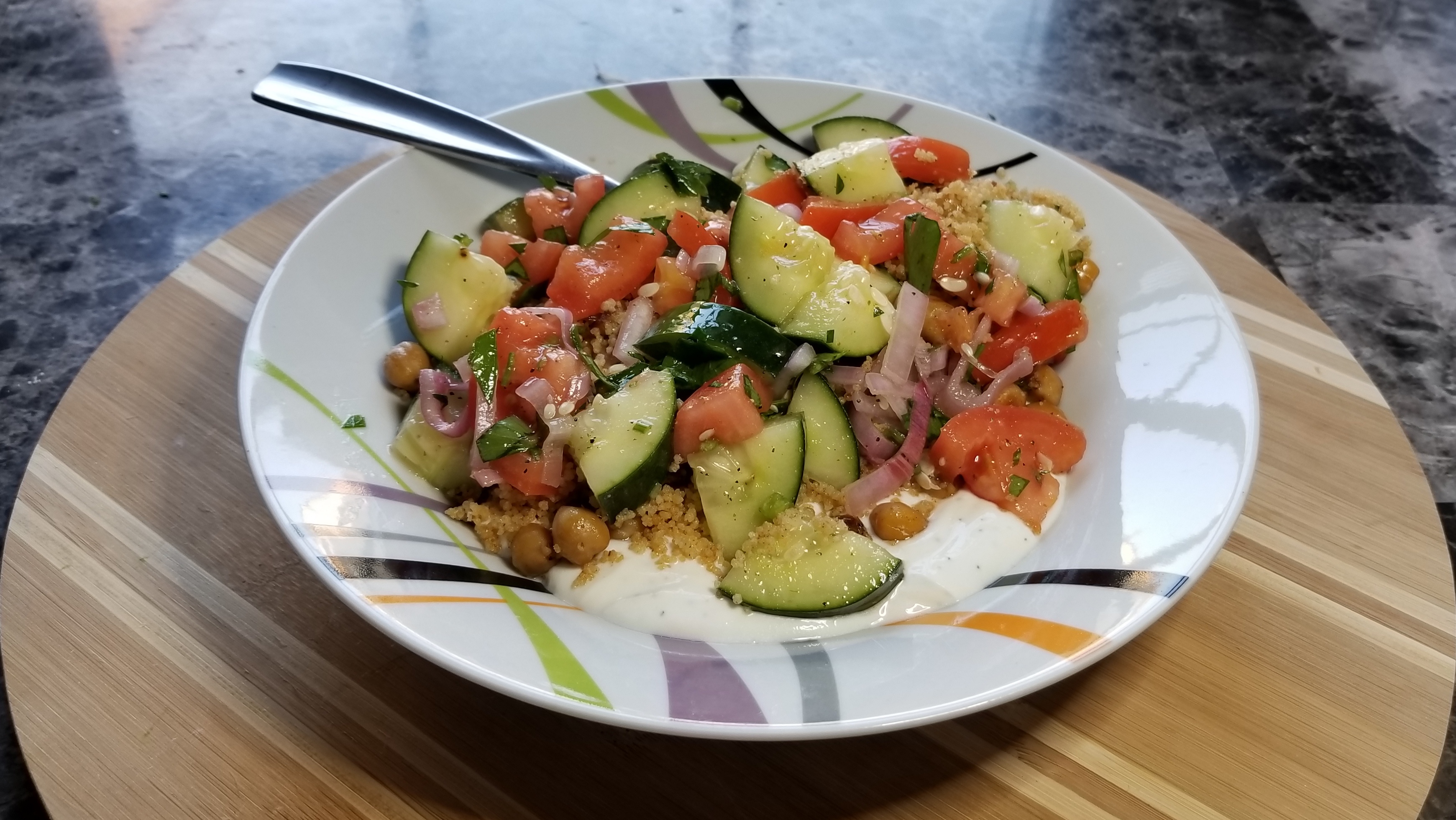 Spiced Chickpeas & Couscous Recipe with Turkish salad Life Time Vibes