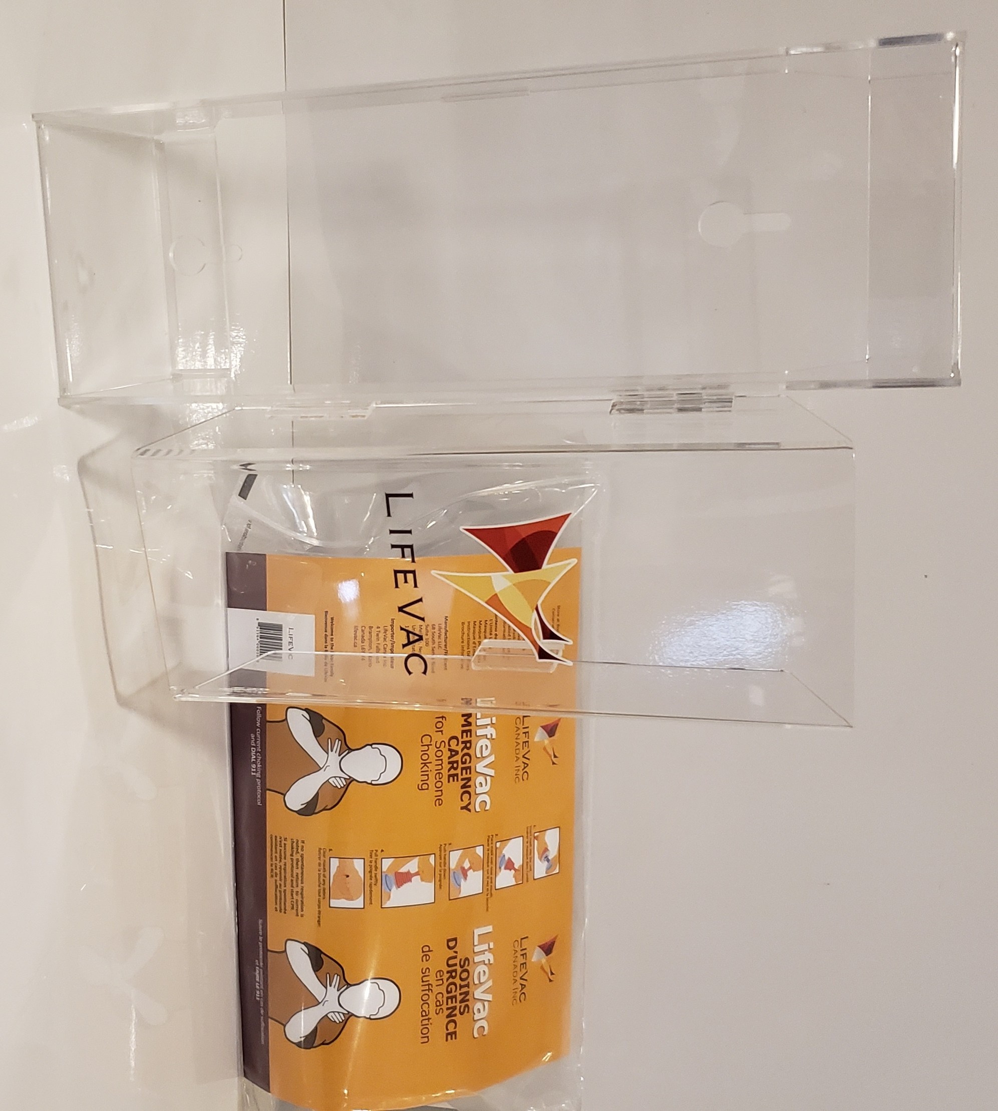 LifeVac Kit in Clear Acrylic Wall Mount Case LifeVac Canada Choking